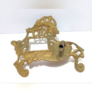 Footed Brass Inkwell Base Vintage 1983 Teleflora